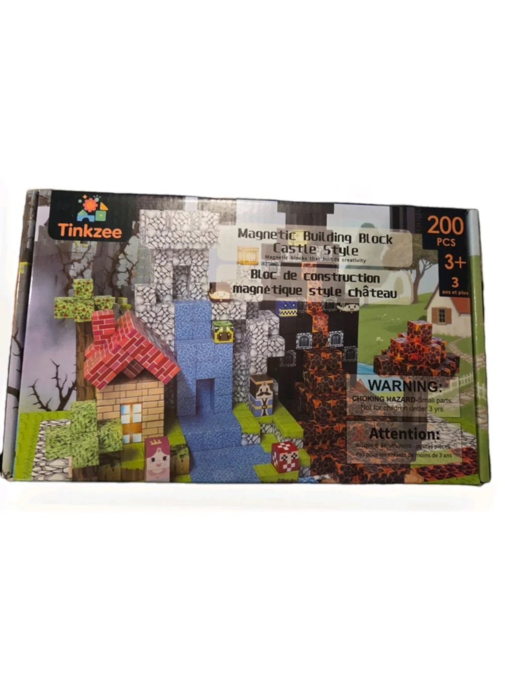 200 PCS Magnetic Building Blocks Set with 15 LED Light-Up Blocks, Replaceable.